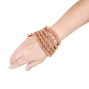 Halskette mit braunen Rudraksha-Perlen, Yak & Yeti Gebetskette, strukturierte Seed Beads, Schmuck für Meditation und spirituelle Praxis