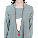 Lange, erdige braune Rudraksha Mala Gebetskette aus Yak & Yeti Schmuck mit natürlichen Perlen für Meditation und spirituelle Praxis