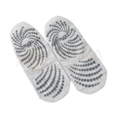 Graue rückenfreie yoga-socken mit kreuzriemen und myga gripped secure grip spiralförmigen saugnoppen auf der sohle