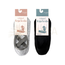 Graue und schwarze myga rückenfreie yoga-socken mit kreuzriemen und gripped design für sicheren halt und rutschfestigkeit