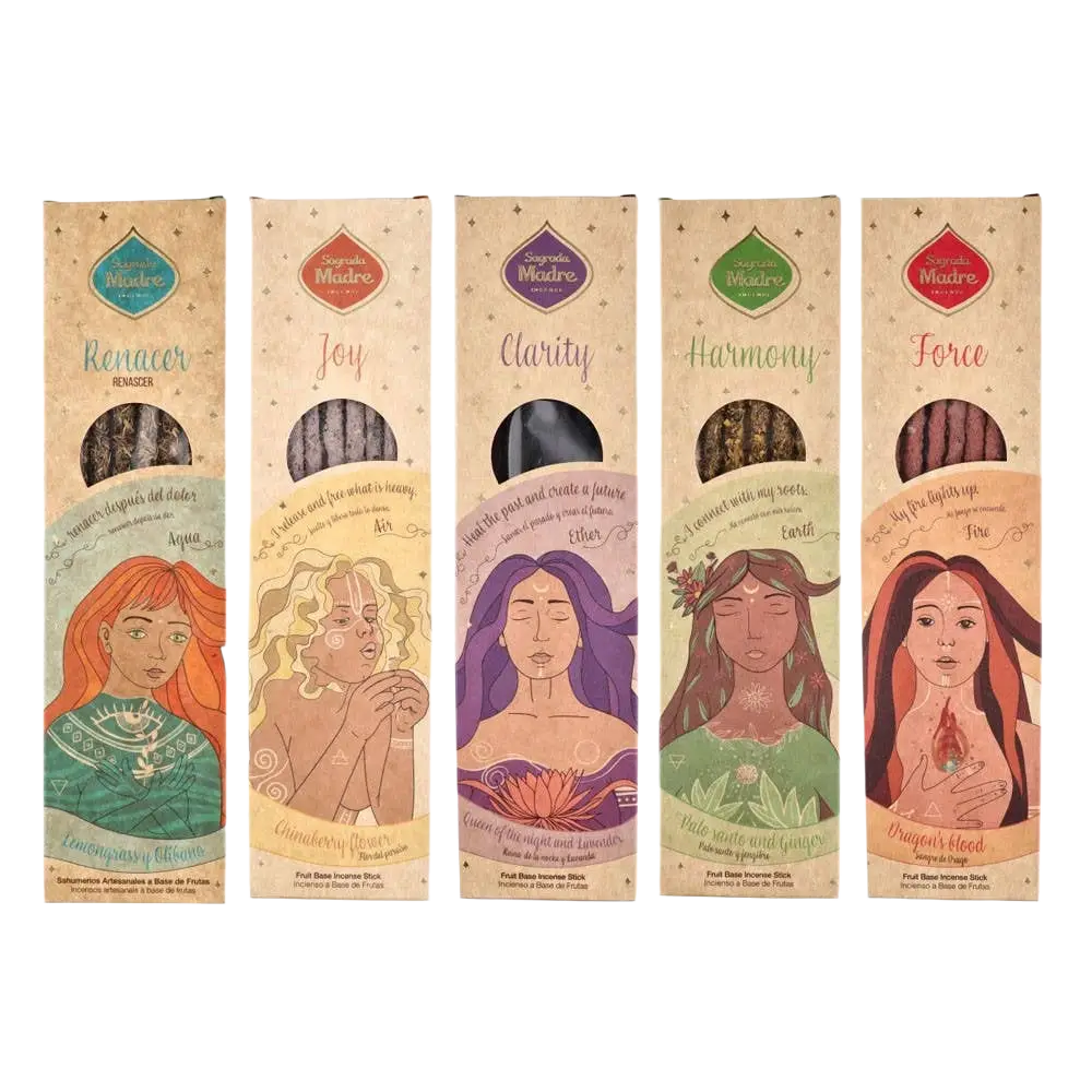 Sagrada Madre Räucherwaren „Die Harmonie der Erde“ mit 5 Elementen, natürliche Räuchermischung in einer dekorativen Verpackung