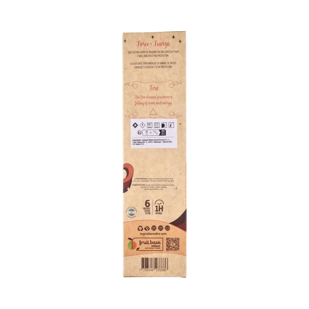 Sagrada Madre Drachenblut Räucherstäbchen Feuerkraft aus 5 Elementen von Vives de la Cortada S.L, Packung mit Räucherstäbchen