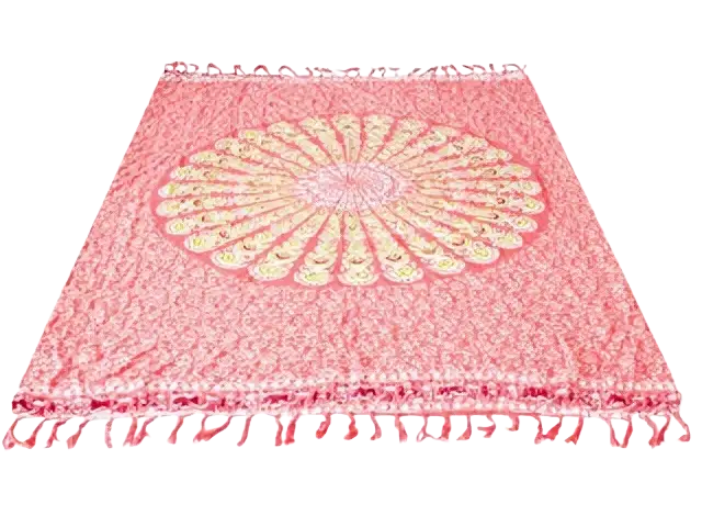 Rosa Sarong im Mandala-Design von AW Artisan, 140 x 100 cm, vielseitiges Hamamtuch und Strandtuch, detailreiche Muster.