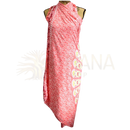 Fließendes korallenfarbenes sarong pareo lunghi mit weißem mandala muster und dekorativen kreismotiven seitlich von mana shop