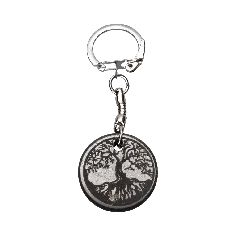 Schlüsselanhänger aus Schungit in Form eines Lebensbaums, handgefertigter Schmuck von Vives de la Cortada S.L
