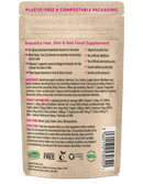 Rückseite einer braunen kompostierbaren verpackung für veganen haare haut nägel vitaminpräparat von together health bei mana shop