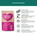 Pink-beige herzförmiges pouch mit schön vitaminpräparat für haare haut nägel bei mana shop für strahlende haut