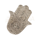 Silberner schutzsymbol hamsa hand räucherstäbchenhalter mit floralen und geometrischen mustern für spirituelle rituale