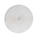 Selenitplatte mit kreisförmiger geometrie in grau mit sonnenstrahlmotiv für spirituelle reinheit und kronenchakra bei mana shop