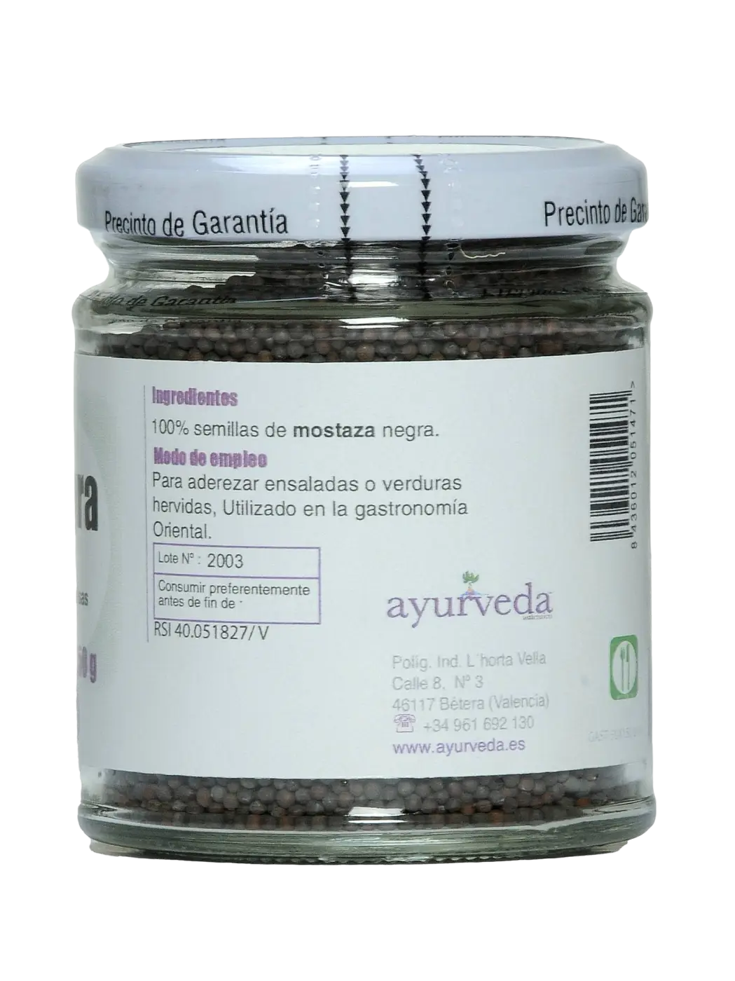 Senfkörner in einer Schale, aromatische Gewürze für Ayurveda-Küche, 150 g, von Ayurveda Auténtico, natürliche Senfkörner