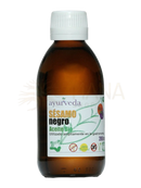 Braune glasflasche mit bio kaltgepresstem sesamöl 200 ml aus schwarzem sesam öl zum kochen