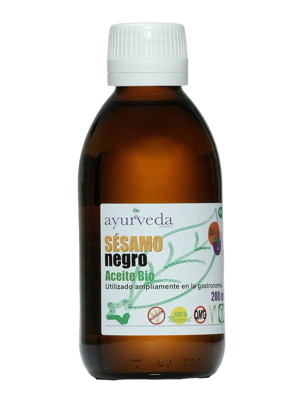Bio Sesamöl von Ayurveda Auténtico in brauner Glasflasche, kaltgepresstes Öl für Kochen und Ernährung, 500 ml.