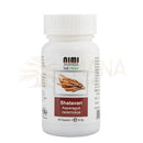 Weiße plastikflasche von nimi ayurveda shatavari kapseln zur unterstützung bei menopausale symptome und hormonbalance