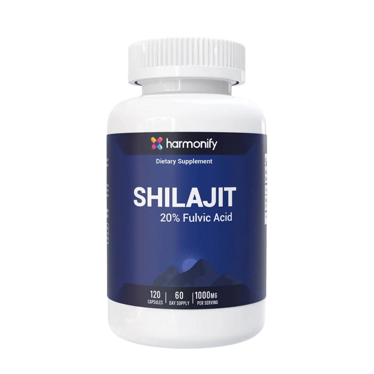 HARMONIFY Shilajit Nahrungsergänzung, 1000 mg mit 20 % Fulvinsäure, 120 Kapseln, natürliche Energiequelle