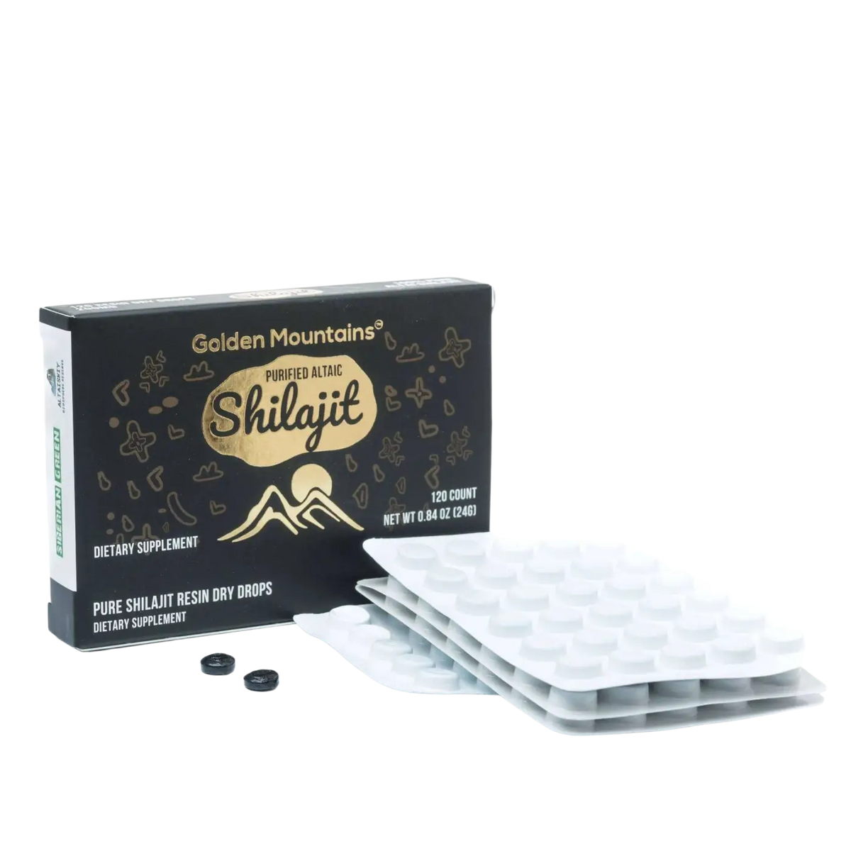 Sibirisches Shilajit in 120 Tropfen, Nahrungsergänzung von SiberianGreen, goldene Berge, trockene Form, aus den Altai-Bergen