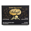 Schwarze und goldene verpackung von shilajit 120 trockene tropfen altai berge von altai mit berglogo und text