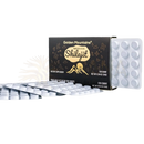 Shilajit 120 trockene tropfen altai goldene berge mit schwarzer goldverpackung und weißen blisterpackungen berge von altai