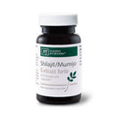 Eine kleine, dunkelbraune Flasche "Classic Ayurveda Shilajit/Mumijo Extrakt forte", ein Nahrungsergänzungsmittel für Energie und Vitalität, auf einem weißen Hintergrund.