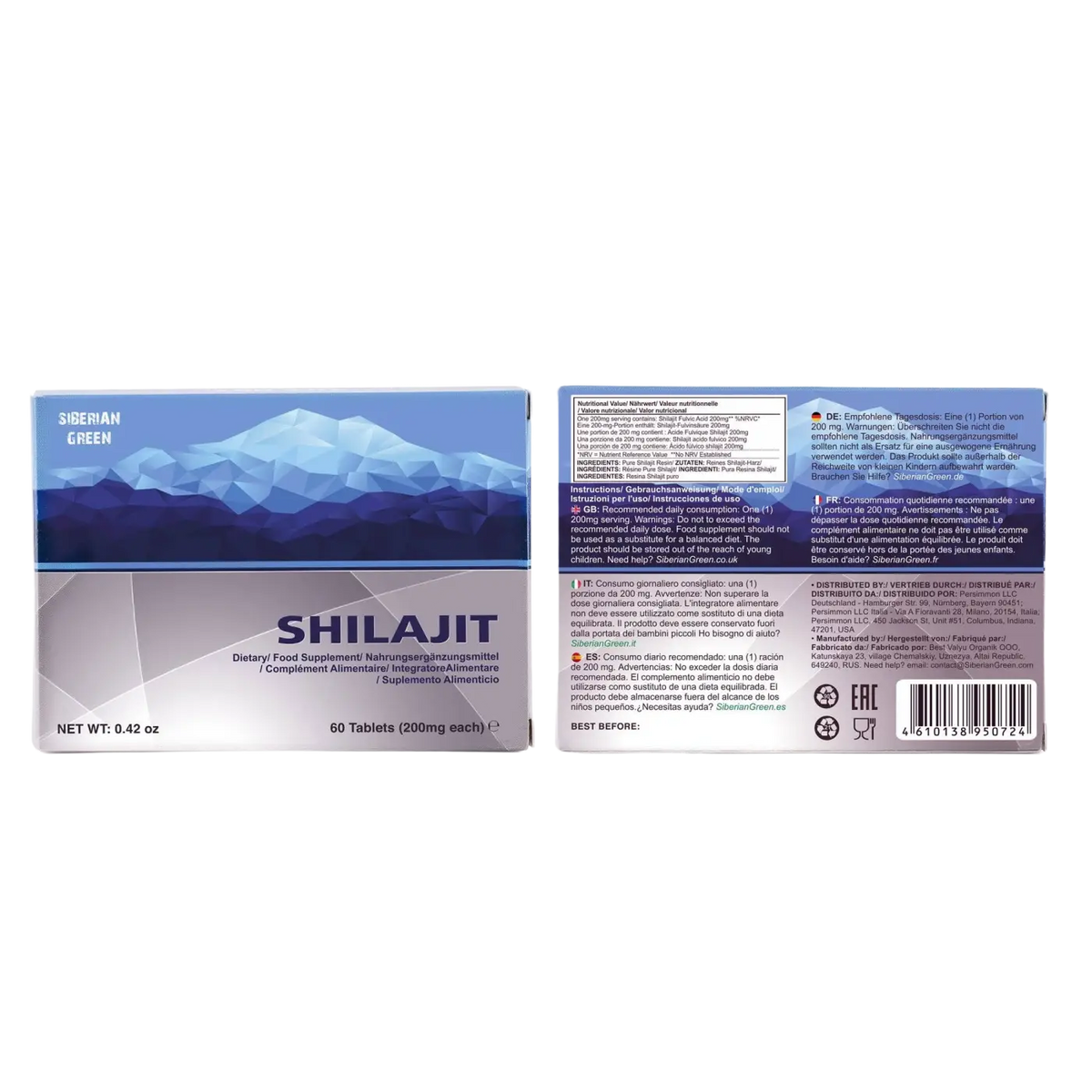 SiberianGreen Altaic reines Shilajit MUMIJO aus den Blauen Bergen, 120 Stück, Nahrungsergänzung in Originalverpackung