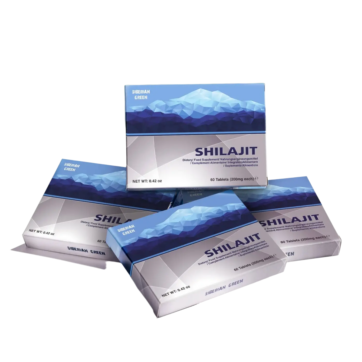 SiberianGreen Altaic reines Shilajit MUMIJO in blauer Bergpackung, 120 Stück, Nahrungsergänzung, natürliche Himalaya-Quelle