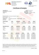 Zertifikat der analyse von mission mountain laboratories für golden mountains shilajit 500 mg vegane kapseln