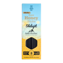 Ein paket golden mountains honigstäbchen mit 8 prozent shilajit in blau gelber verpackung für natürliche energie unterwegs