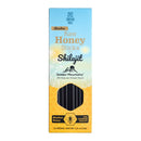 SiberianGreen Honigstäbchen mit 8% Shilajit, praktische Nahrungsergänzung für Energie und Ernährung unterwegs, close-up auf Packung