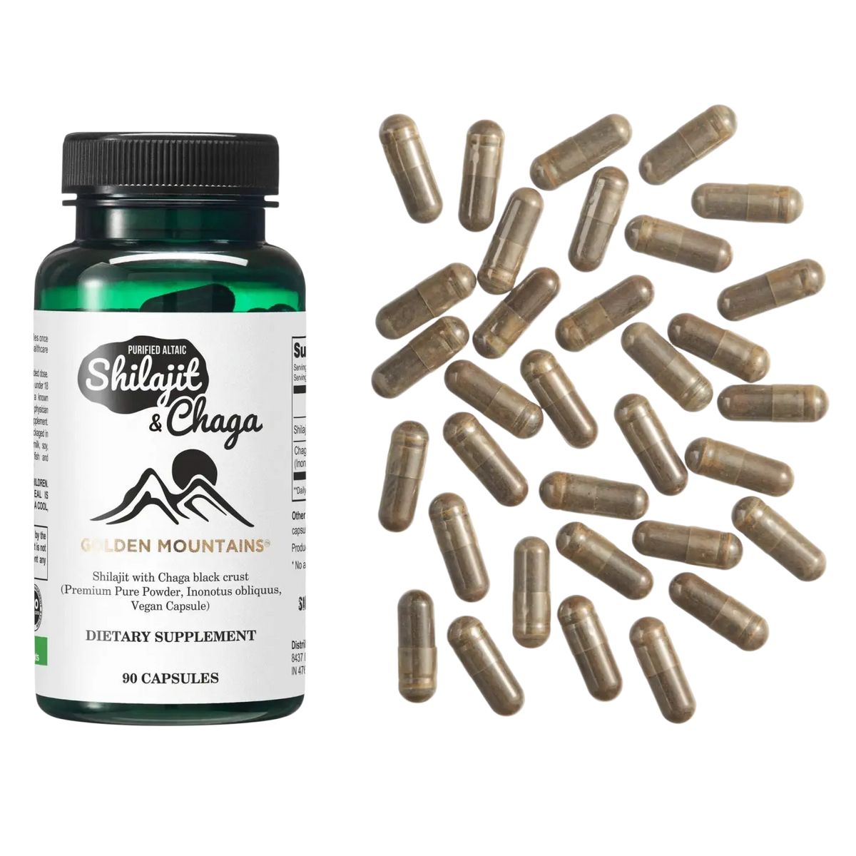 SiberianGreen Shilajit & Chaga Kapseln, Nahrungsergänzung, natürliche Immunitäts- und Energiebooster in Kapselform