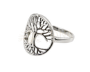 Silber fingerring lebensbaum mit filigranem ausschnittdesign und poliertem band in größe 52 und 54