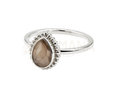 Silber fingerring mit facettiertem rauchquarz und zierlichem perlenband design aus 925 sterlingsilber kupferring mit mana shop inspiration