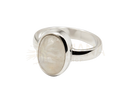 Silber fingerring mit ovalem mondstein in minimalistischem rahmen silber größe 55 mana shop