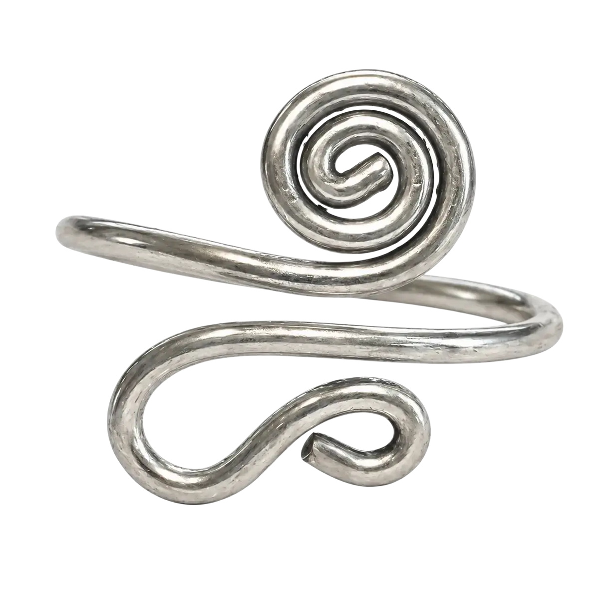 Silberfarbener spiralring aus poliertem silber mit elegantem gewickeltem design bei mana shop bild zum zoomen