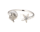 Silberring muschel seestern aus 925 sterling silber mit klarem kristall als elegantes maritimes schmuckstück gr 54