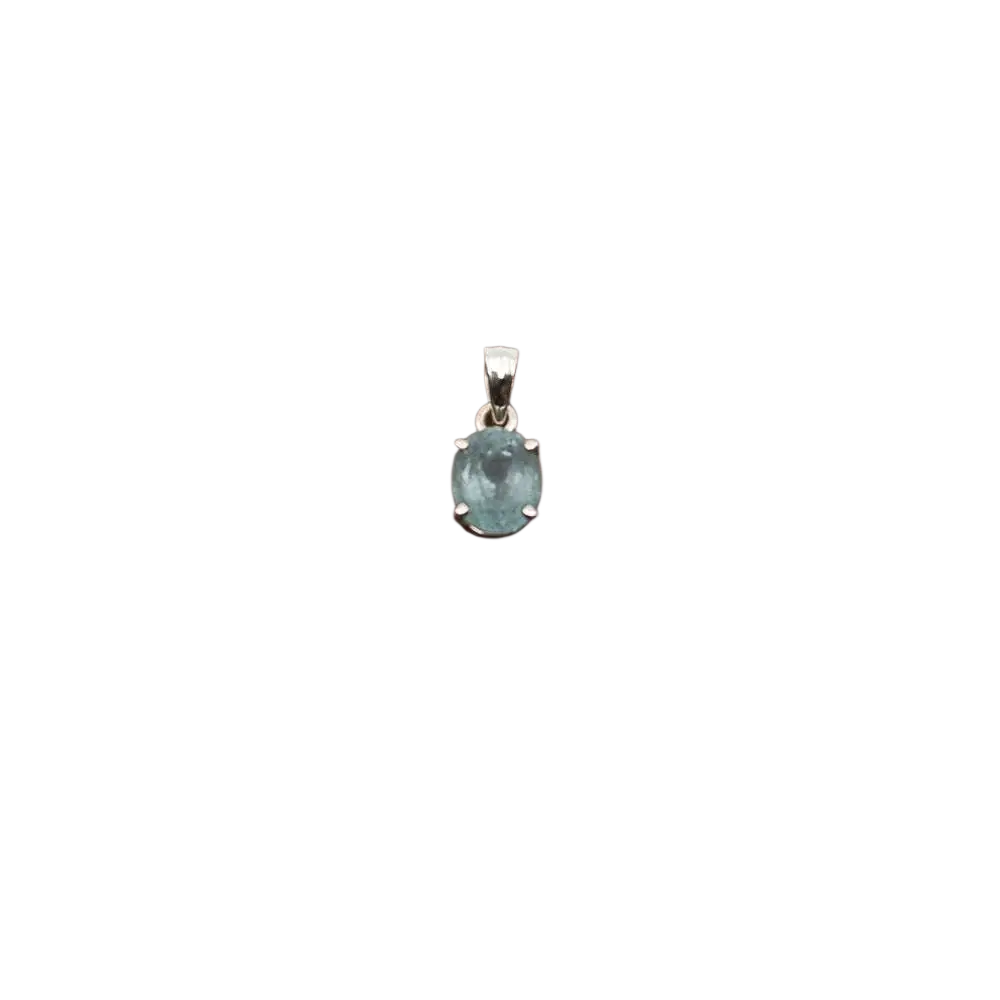 Silberschmuck-Anhänger mit Aquamarin, symbolisiert Klarheit und innere Ruhe, von Ananta Lienhard.
