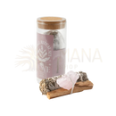Smudge set mit salbei und palo santo mit rosa quarz kristall und naturbast zur energetischen reinigung im spirituellen geschenkset
