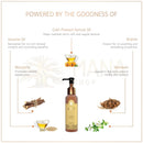 Ein elegantes amberfarbenes glasöl mit goldfarbenem pumpspender von soulrise als anti-falten körperöl für den täglichen gebrauch im mana shop