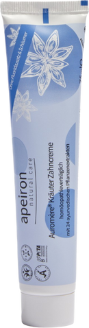 Apeiron Auromère Kräuter-Zahncreme in 75 ml Tube, homöopathieverträglich, für die Mundpflege, mit natürlichen Kräuterextrakten.