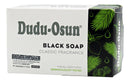Schwarze afrikanische Seife von Spa Vivent, Dudu-Osun® Classic Duft, mit dunkler Farbe und traditionellem Design.