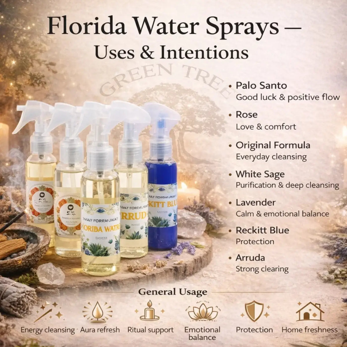 Raumspray Agua de Florida White Sage von Green Tree, mit weißem Salbei-Duft, in Sprayflasche für frische Raumluft