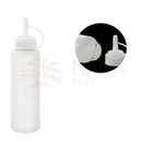 Spritzflasche 240 ml aus klarem plastik mit weißer schraubkappe und ausgießer ideal als leere flasche für massageöle im mana shop