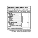 Weißer informationsaufkleber auf der rückseite von stachelannone soursop graviola pulver 125g mit nährwertangaben