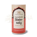 Ein zylindrischer behälter classic ayurveda mit nepalischem himalayan rock salt steinsalz gemahlen 200g etikett