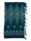 Deep teal lunghi sarong tuch 160x115cm mit batik mustern und fransen im sternenzauber stil tr-86 sternenzauber schwarz