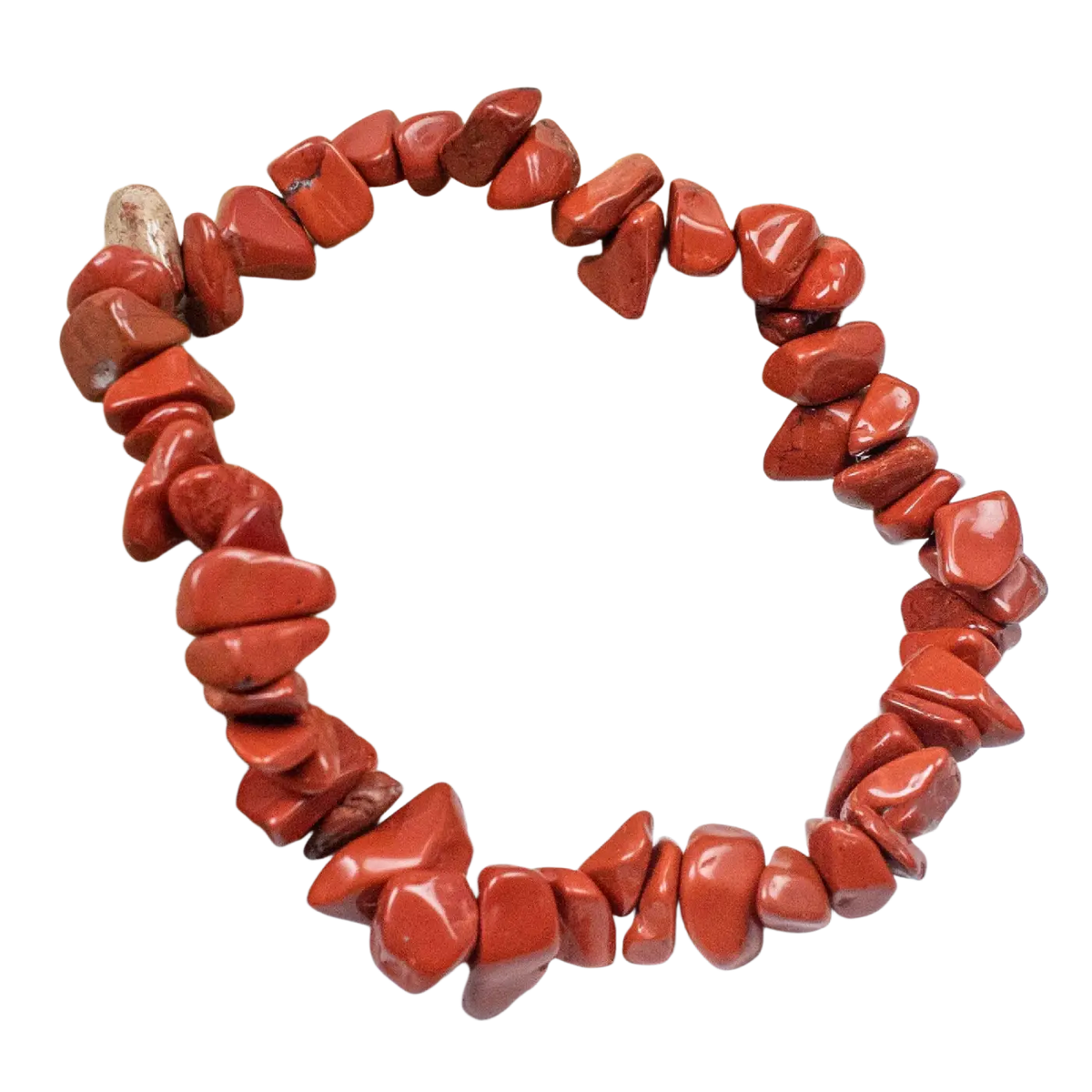 Vibrantes rotes stein chip armband aus natürlichem kristall mit glatten unregelmäßigen perlen