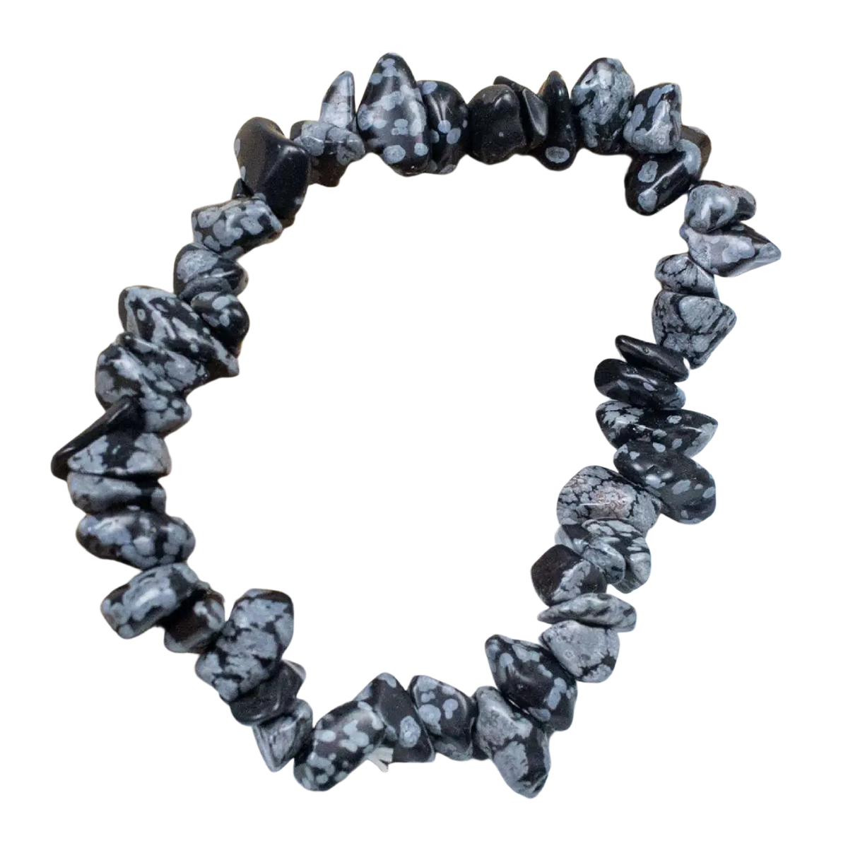 Schwarzes und graues sprenkeltes shungit chip armband aus unregelmäßig geformten polierten steinen natural crystal chip bracelet