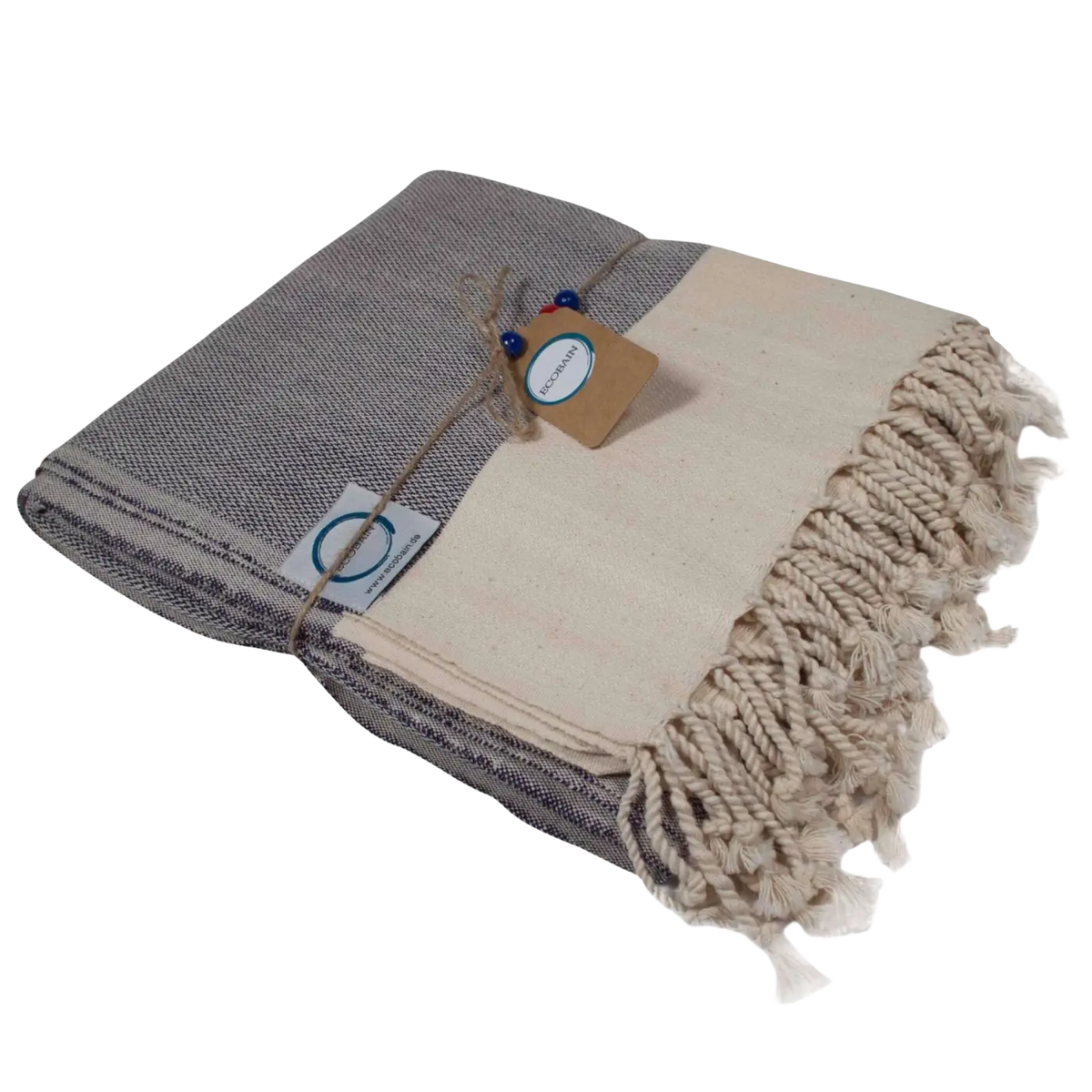 Blaue Ecobain Hamamtuch "Rugged Towel" 160x95 cm, leichtes Strand-, Badetuch und Saunatuch aus Baumwolle