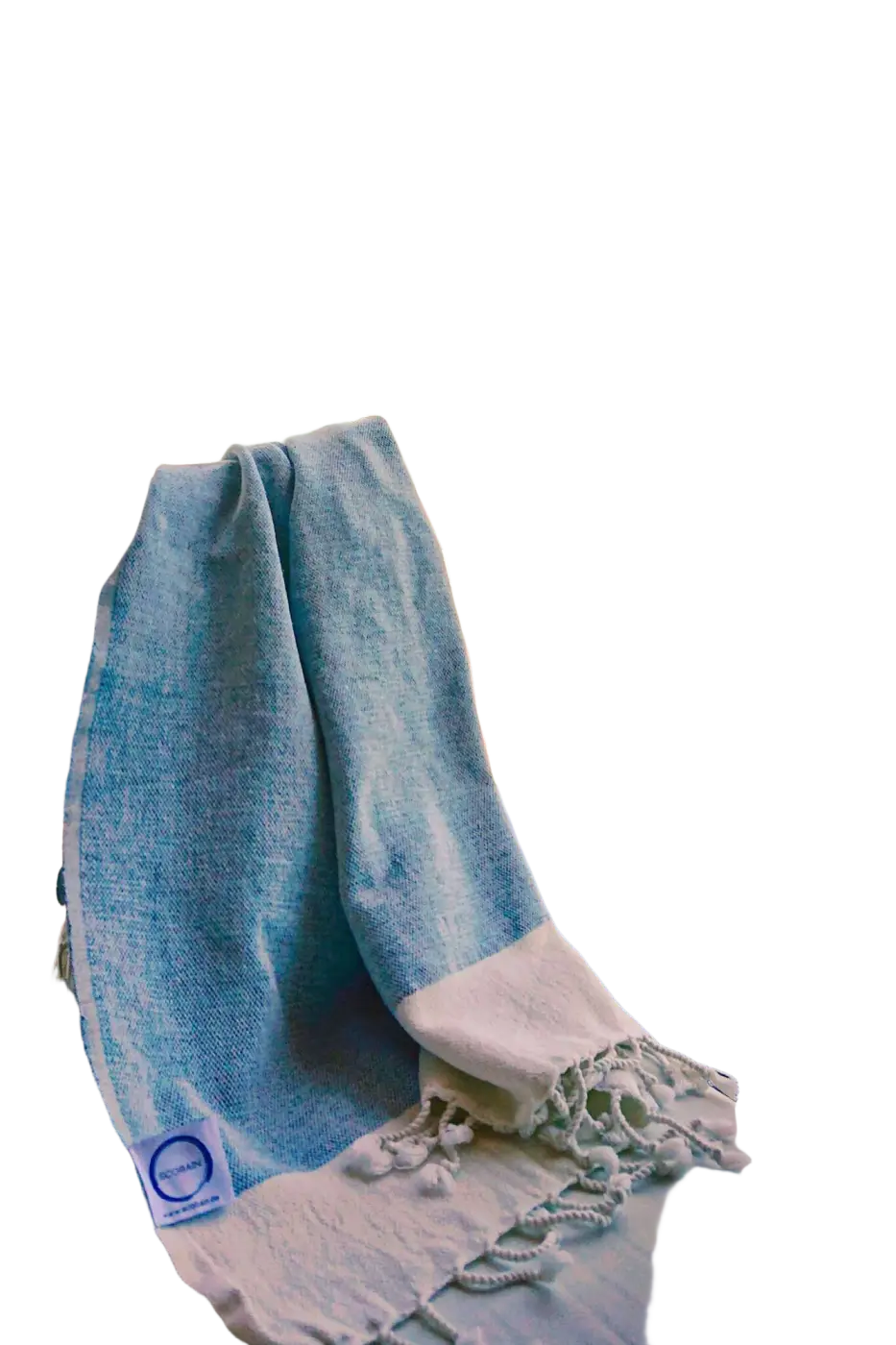 Dunkelgraues EcoBain Hamamtuch 160x95 cm aus Baumwolle, zeigt Textur und Wickelstil, ideal für Strand, Sauna und Bad.