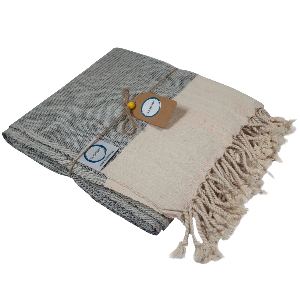 Graues Hamamtuch "Rugged Towel" 160x95 cm, Strandtuch und Saunatuch von Ecobain, weiches Baumwolltuch für Strand, Bad und Sauna