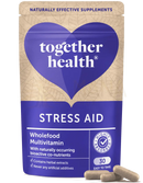 Together health stress aid blaue und beige pouch mit 30 kapseln stresshilfe und adaptogene kräuter für stressabbau