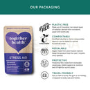 Purple und beige herzförmiges pouch von together health stresshilfe adaptogene kräuter multivitamin 30 kapseln